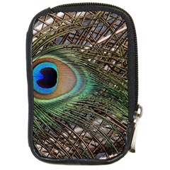 Peacock Tail Feathers Compact Camera Leather Case by Wegoenart