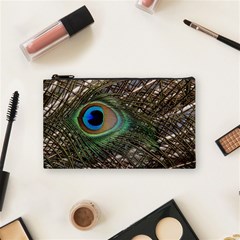 Peacock Tail Feathers Cosmetic Bag (small) by Wegoenart