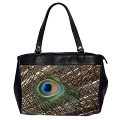 Peacock Tail Feathers Oversize Office Handbag (2 Sides) by Wegoenart