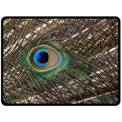 Peacock Tail Feathers Fleece Blanket (large)  by Wegoenart