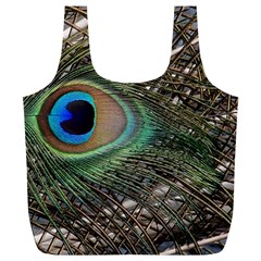 Peacock Tail Feathers Full Print Recycle Bag (xl) by Wegoenart