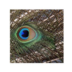 Peacock Tail Feathers Small Satin Scarf (square) by Wegoenart