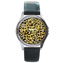 Animal Fur Skin Pattern Form Round Metal Watch by Wegoenart