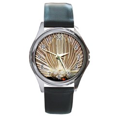 Peacock Wheel Bird Nature Round Metal Watch by Wegoenart