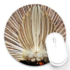 Peacock Wheel Bird Nature Round Mousepads by Wegoenart