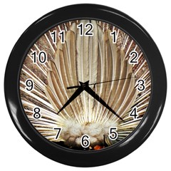 Peacock Wheel Bird Nature Wall Clock (black) by Wegoenart