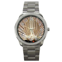 Peacock Wheel Bird Nature Sport Metal Watch by Wegoenart