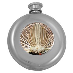 Peacock Wheel Bird Nature Round Hip Flask (5 Oz) by Wegoenart