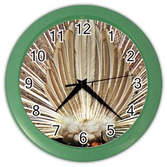 Peacock Wheel Bird Nature Color Wall Clock by Wegoenart