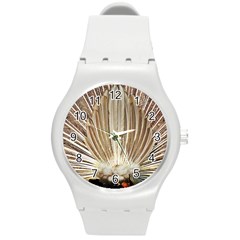 Peacock Wheel Bird Nature Round Plastic Sport Watch (m) by Wegoenart