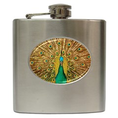 Peacock Feather Bird Peafowl Hip Flask (6 Oz) by Wegoenart