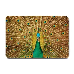 Peacock Feather Bird Peafowl Small Doormat  by Wegoenart