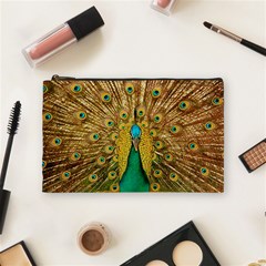 Peacock Feather Bird Peafowl Cosmetic Bag (medium) by Wegoenart