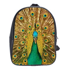 Peacock Feather Bird Peafowl School Bag (large) by Wegoenart