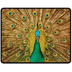 Peacock Feather Bird Peafowl Double Sided Fleece Blanket (medium)  by Wegoenart