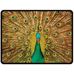 Peacock Feather Bird Peafowl Double Sided Fleece Blanket (large)  by Wegoenart