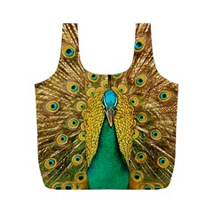 Peacock Feather Bird Peafowl Full Print Recycle Bag (m) by Wegoenart