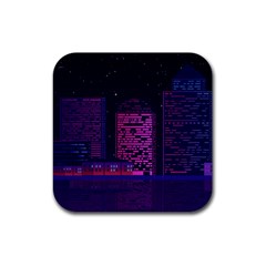 Christmas Skyline Skyscraper Rubber Coaster (square)  by Wegoenart