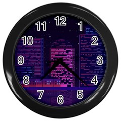 Christmas Skyline Skyscraper Wall Clock (black) by Wegoenart