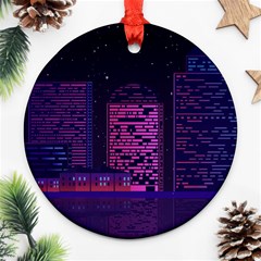 Christmas Skyline Skyscraper Round Ornament (two Sides) by Wegoenart