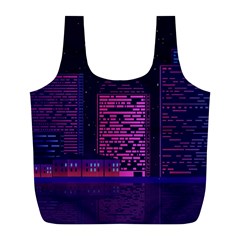 Christmas Skyline Skyscraper Full Print Recycle Bag (l) by Wegoenart