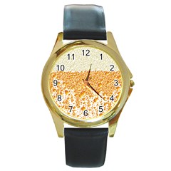 Beer Head Foam Cool Round Gold Metal Watch by Wegoenart