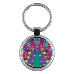 Peacock Bird Animal Feathers Key Chains (round)  by Wegoenart