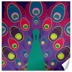 Peacock Bird Animal Feathers Canvas 20  X 20  by Wegoenart