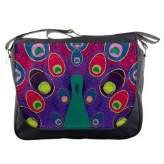 Peacock Bird Animal Feathers Messenger Bag by Wegoenart