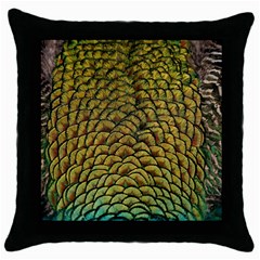 Peacock Bird Feather Color Throw Pillow Case (black) by Wegoenart