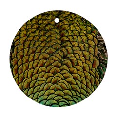 Peacock Bird Feather Color Round Ornament (two Sides) by Wegoenart