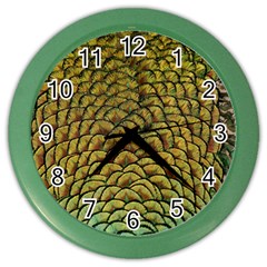 Peacock Bird Feather Color Color Wall Clock by Wegoenart