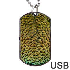 Peacock Bird Feather Color Dog Tag Usb Flash (one Side) by Wegoenart