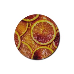 Blood Orange Fruit Citrus Fruits Rubber Coaster (round)  by Wegoenart