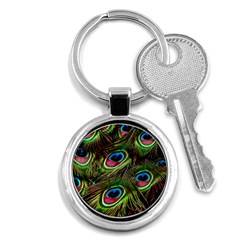 Peacock Feathers Feather Color Key Chains (round)  by Wegoenart