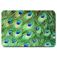 Peacock Feathers Peafowl Large Doormat  by Wegoenart