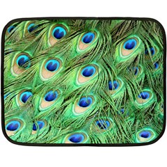 Peacock Feathers Peafowl Double Sided Fleece Blanket (mini)  by Wegoenart