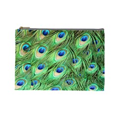 Peacock Feathers Peafowl Cosmetic Bag (large) by Wegoenart