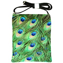 Peacock Feathers Peafowl Shoulder Sling Bag by Wegoenart