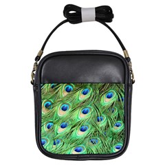 Peacock Feathers Peafowl Girls Sling Bag by Wegoenart