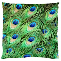 Peacock Feathers Peafowl Large Cushion Case (two Sides) by Wegoenart