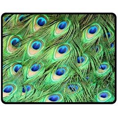 Peacock Feathers Peafowl Double Sided Fleece Blanket (medium)  by Wegoenart