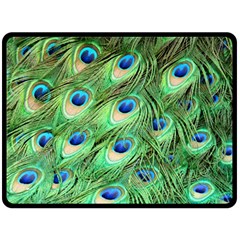 Peacock Feathers Peafowl Double Sided Fleece Blanket (large)  by Wegoenart