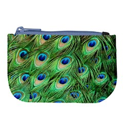 Peacock Feathers Peafowl Large Coin Purse by Wegoenart