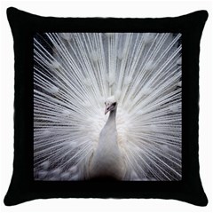 Peacock White Bird Nature Throw Pillow Case (black)