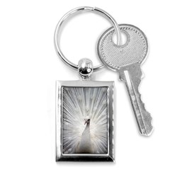 Peacock White Bird Nature Key Chains (rectangle)  by Wegoenart