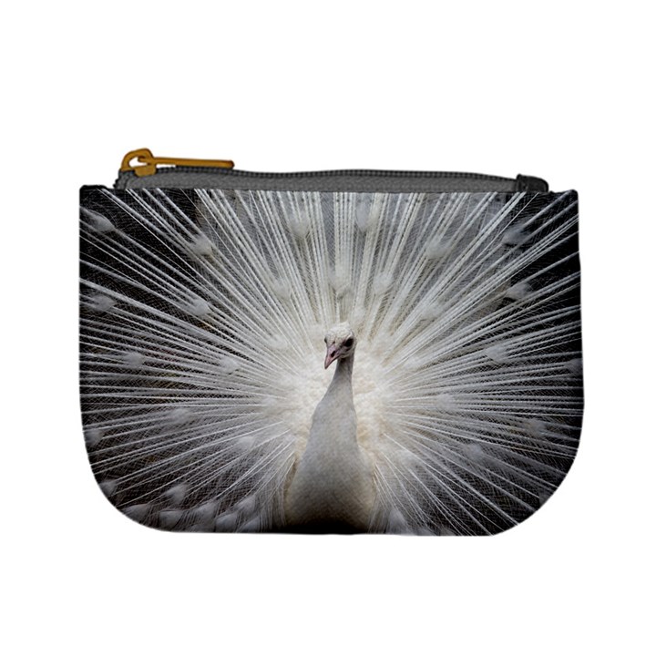 Peacock White Bird Nature Mini Coin Purse