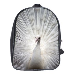 Peacock White Bird Nature School Bag (large) by Wegoenart