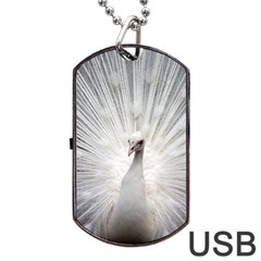 Peacock White Bird Nature Dog Tag Usb Flash (two Sides) by Wegoenart