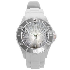 Peacock White Bird Nature Round Plastic Sport Watch (l) by Wegoenart